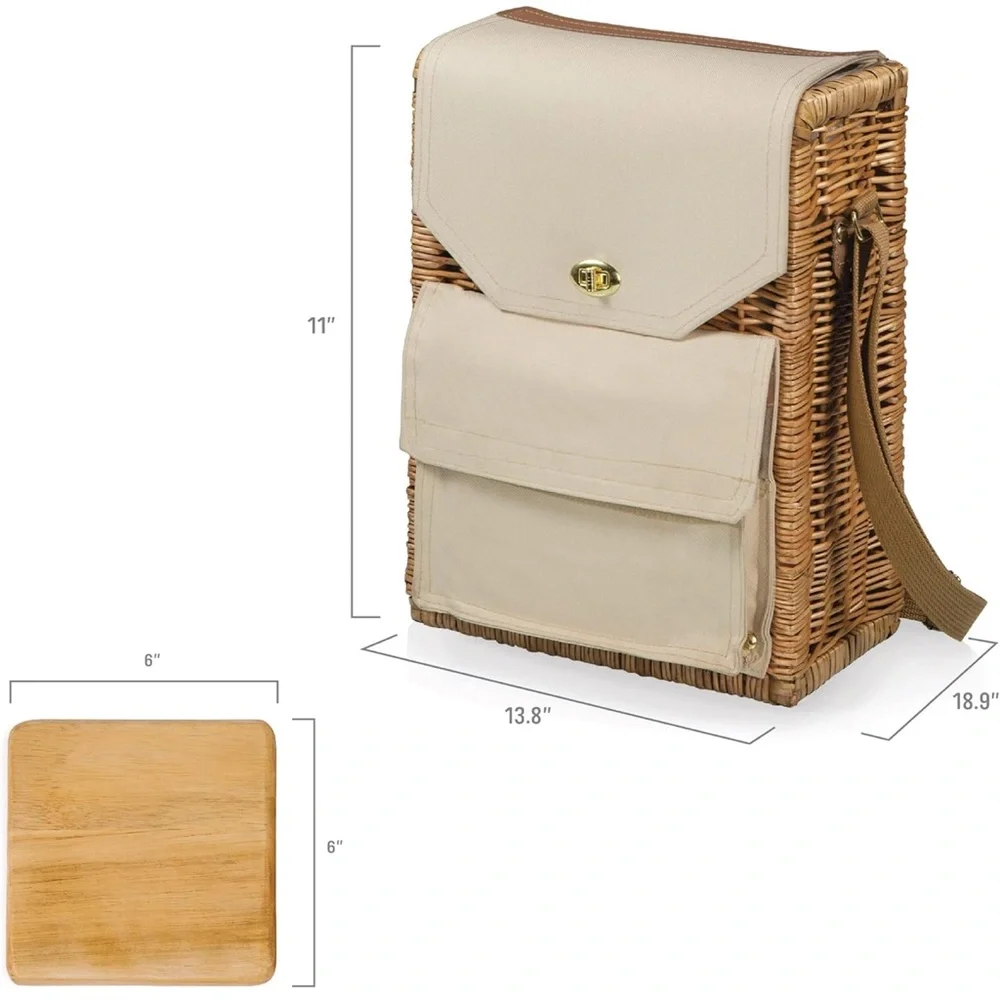 Beaches by Sandals Picnic Time Corsica Wine and Cheese Picnic Basket Tote EUC